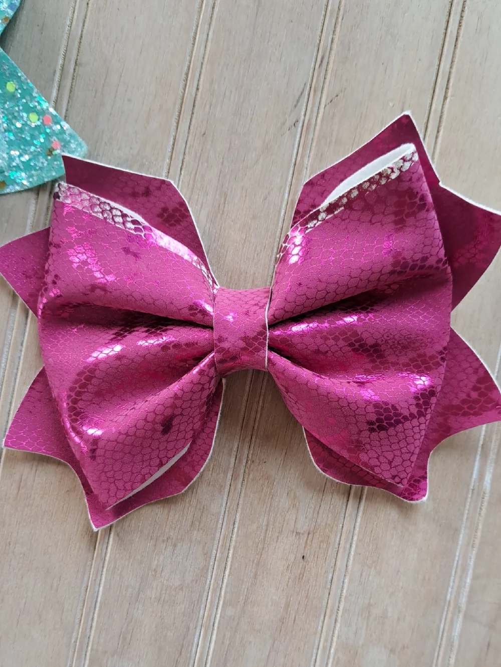 Girls Glitter Sparkle Hair Bow Clip Lot Aqua White Pink Oversized Bows Dressy